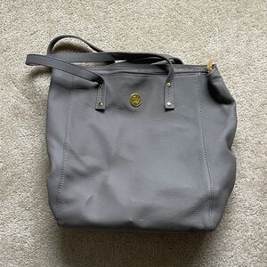 Joy Mangano Gray Leather Tote Bag